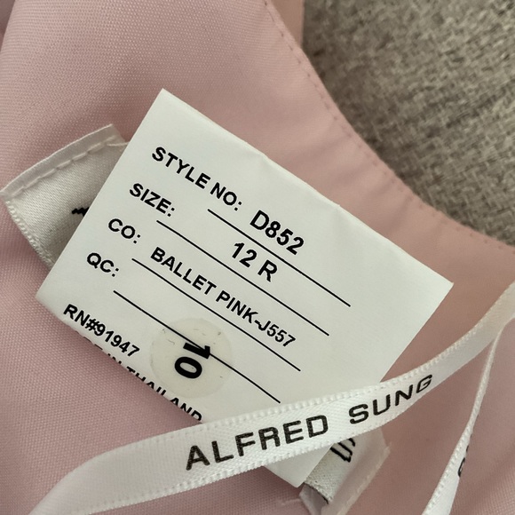 ALFRED SUNG Lace-Up Bustier Full Skirt Pockets Satin Pink Maxi Dress NWT 12 - Picture 12 of 12